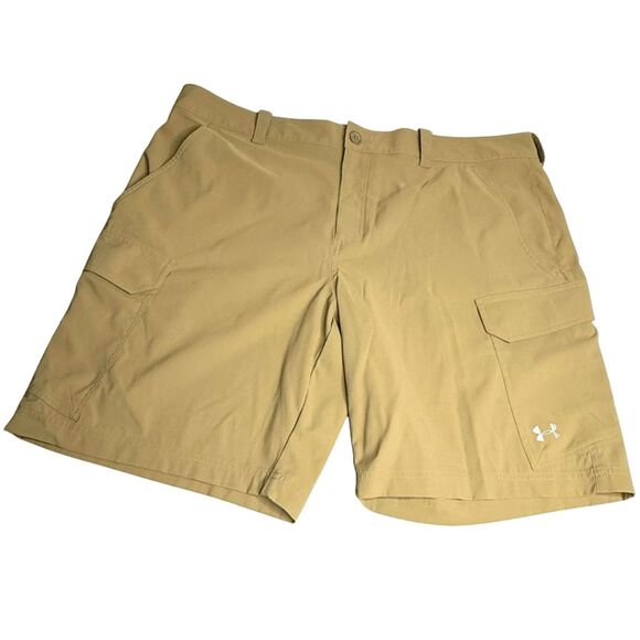 Under Armour Men's Loose Fit Heat Gear Fish Hunter Cargo Shorts Tan Size 42 - Picture 1 of 7